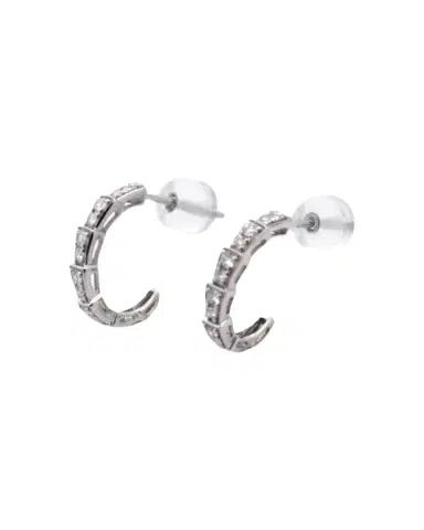 Wish Fine Jewelry 0.25ct Diamond 18K Gold Half Hoop Earrins | Thumbnail 1