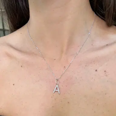 Wish Fine Jewelry 0.25ct Diamond 18K Gold Letter A Pendant | Thumbnail 2 Wish Fine Jewelry 0.25ct Diamond 18K Gold Letter A Pendant | Thumbnail 2