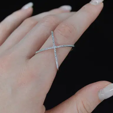 Wish Fine Jewelry 0.25ct Diamond 18K Gold X Ring | Thumbnail 2