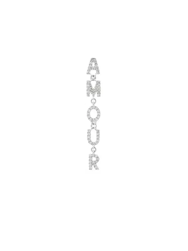 Wish Fine Jewelry 0.28ct Diamond 18K Gold Amour Single Dangle Drop Earrings