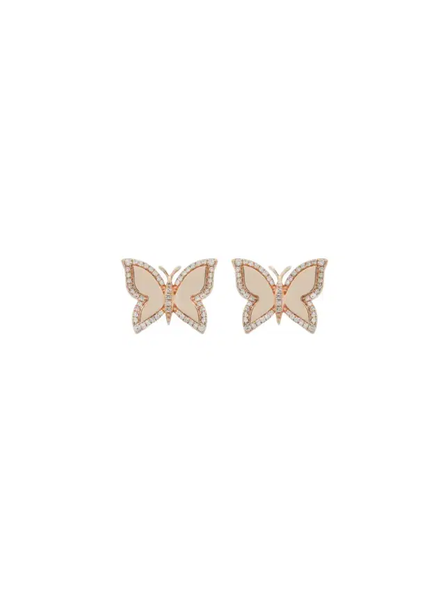 Wish Fine Jewelry 0.30ct Diamond 14K Gold Butterfly Stud Earrings