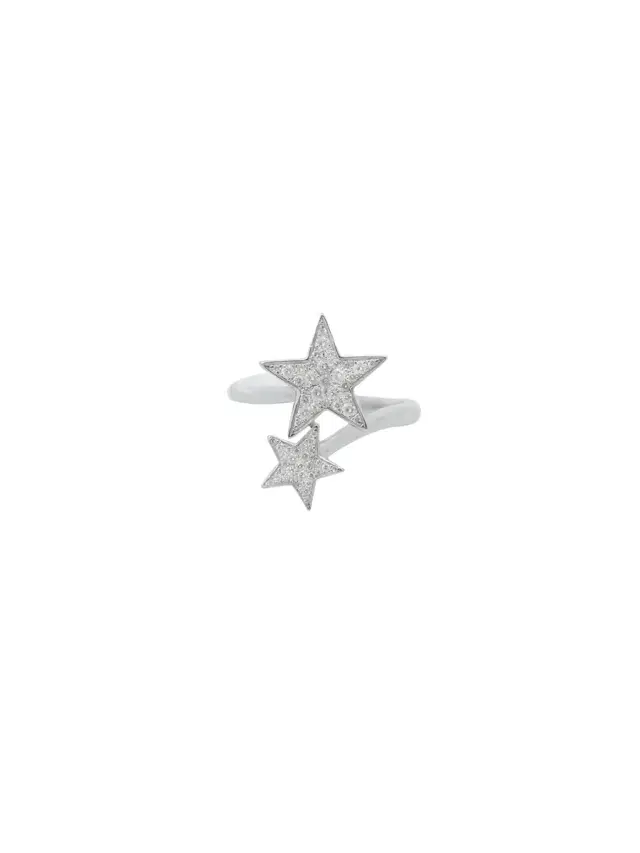 0.30ct Diamond 18K Gold Double Star Ring