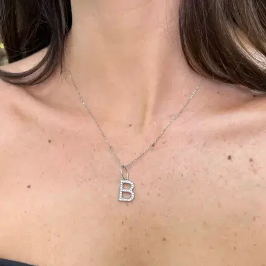 Wish Fine Jewelry 0.30ct Diamond 18K Gold Letter B Pendant | Thumbnail 2 Wish Fine Jewelry 0.30ct Diamond 18K Gold Letter B Pendant | Thumbnail 2