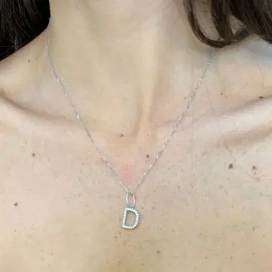 Wish Fine Jewelry 0.30ct Diamond 18K Gold Letter D Pendant | Thumbnail 2 Wish Fine Jewelry 0.30ct Diamond 18K Gold Letter D Pendant | Thumbnail 2