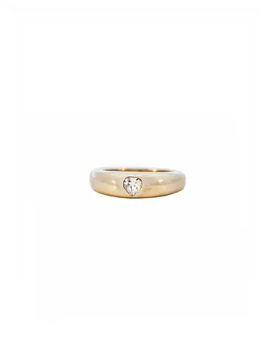 Wish Fine Jewelry 0.31ct White Sapphire 14K Gold Heart Cut Thin Dome Ring | Thumbnail 1