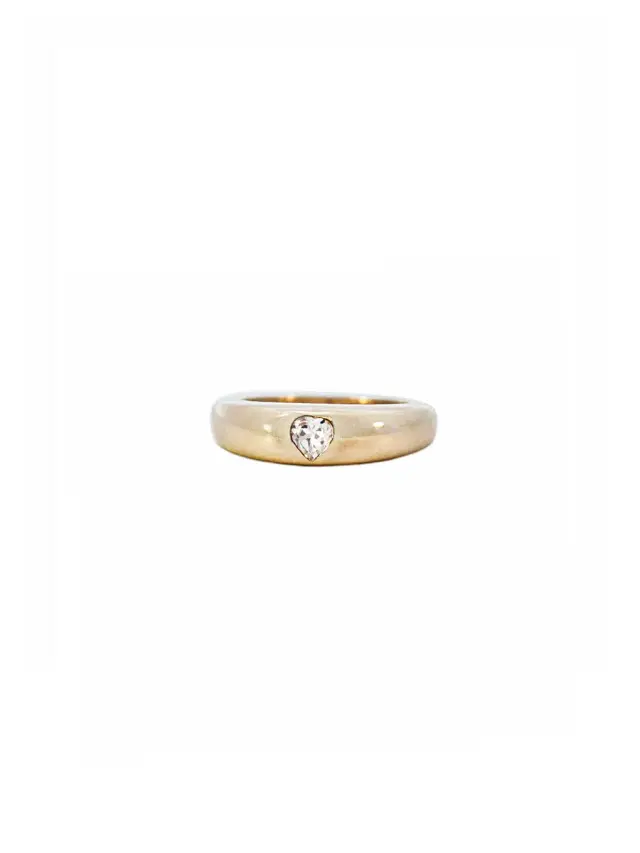 Wish Fine Jewelry 0.31ct White Sapphire 14K Gold Heart Cut Thin Dome Ring
