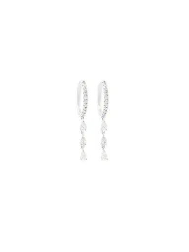 Wish Fine Jewelry 0.32ct Diamond 18K Gold Dangle Drop Hoop Earrings_ 1 Side | Thumbnail 2