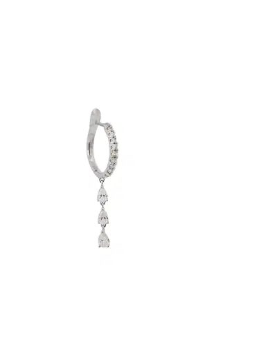 Wish Fine Jewelry 0.32ct Diamond 18K Gold Dangle Drop Hoop Earrings_ 1 Side | Thumbnail 1