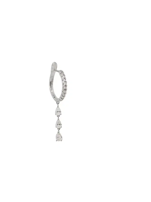 0.32ct Diamond 18K Gold Dangle Drop Hoop Earrings_ 1 Side
