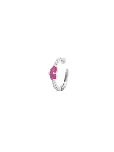 Wish Fine Jewelry 0.40ct Diamond Ruby 18K Gold Heart Ear Cuff | Thumbnail 2