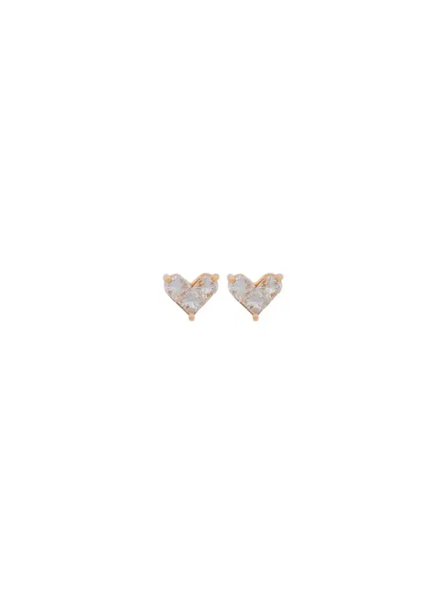 0.48ct Diamond 18K Gold Invisible Set Heart Stud Earrings