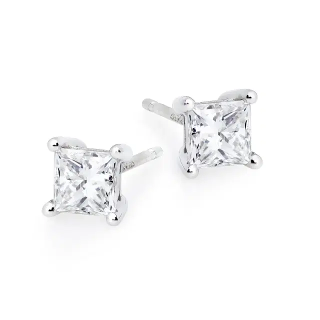 Wish Fine Jewelry 0.4ctw Diamond Princess Studs 14K Gold 01 Side Earring