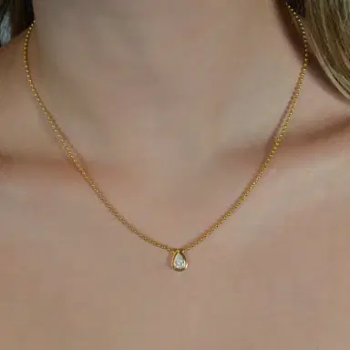Wish Fine Jewelry 0.53ct Diamond 14K Gold Pear Bead Necklace | Thumbnail 2