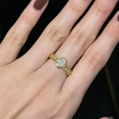 Wish Fine Jewelry 0.56ct Diamond 14K Gold Oval Cuban Chain Ring | Thumbnail 3 Wish Fine Jewelry 0.56ct Diamond 14K Gold Oval Cuban Chain Ring | Thumbnail 3