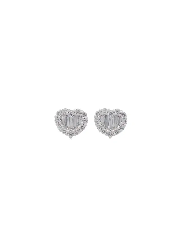 Wish Fine Jewelry 0.56cts Diamond 18K Gold Heart Baguette illusion Earrings