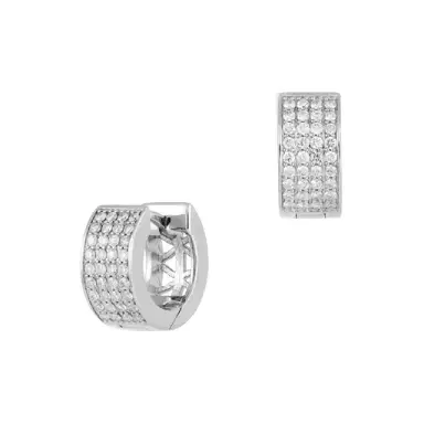 Wish Fine Jewelry 0.58ct Diamond 18K Gold Dome Hoop Earrings | Thumbnail 2