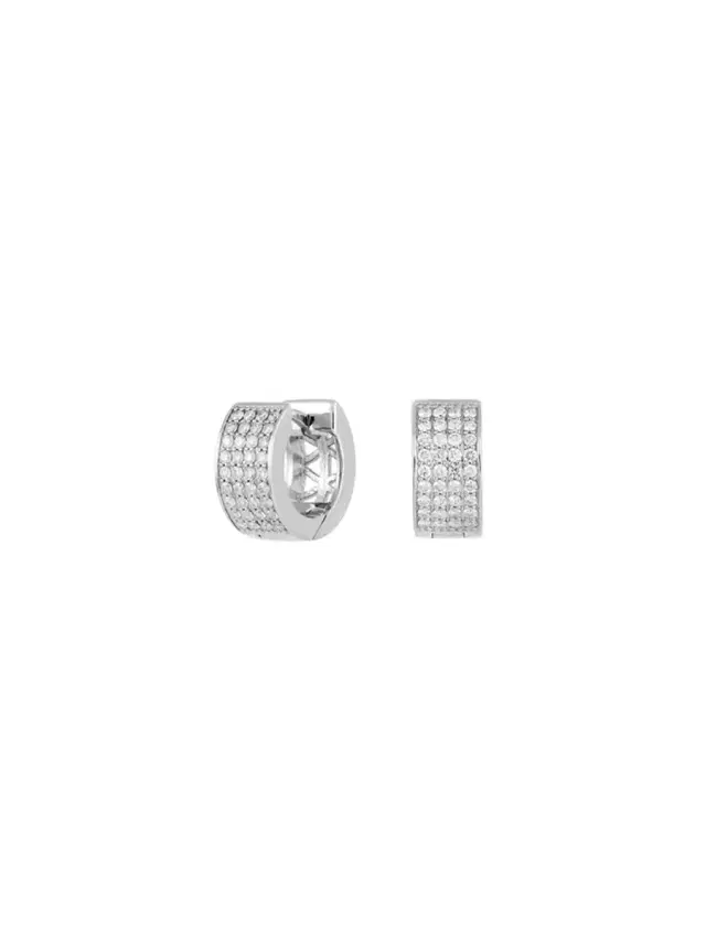 Wish Fine Jewelry 0.58ct Diamond 18K Gold Dome Hoop Earrings