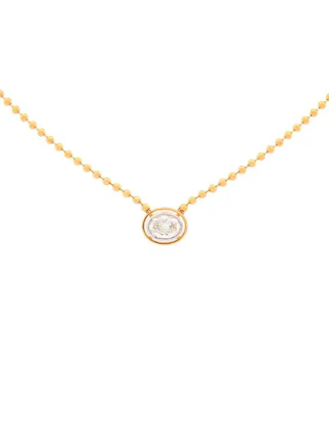 0.58ct Diamond 18K Gold Oval Bead Necklace