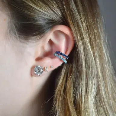 Wish Fine Jewelry 0.60ct Blue Topaz 18K Gold Ear cuff | Thumbnail 2