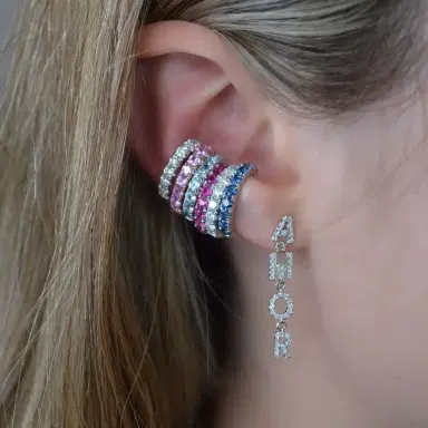 Wish Fine Jewelry 0.60ct Blue Topaz 18K Gold Ear cuff | Thumbnail 3