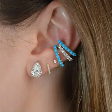 Wish Fine Jewelry 0.62ct Turquoise 18K Gold Ear Cuff | Thumbnail 3 Wish Fine Jewelry 0.62ct Turquoise 18K Gold Ear Cuff | Thumbnail 3