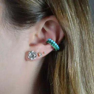 Wish Fine Jewelry 0.62ct Turquoise 18K Gold Ear Cuff | Thumbnail 4 Wish Fine Jewelry 0.62ct Turquoise 18K Gold Ear Cuff | Thumbnail 4