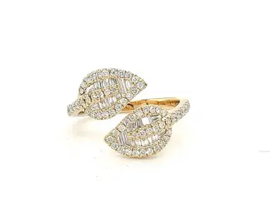 Wish Fine Jewelry 0.67ct Diamond 14K Gold Bypass Leaf Ring | Thumbnail 1
