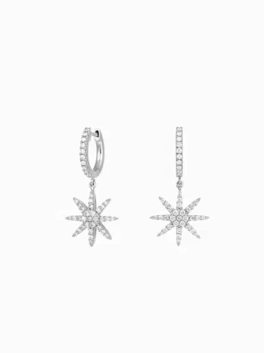 Wish Fine Jewelry 0.68ct Diamond 18K Gold Starburst Huggie Earrings | Thumbnail 3 Wish Fine Jewelry 0.68ct Diamond 18K Gold Starburst Huggie Earrings | Thumbnail 3