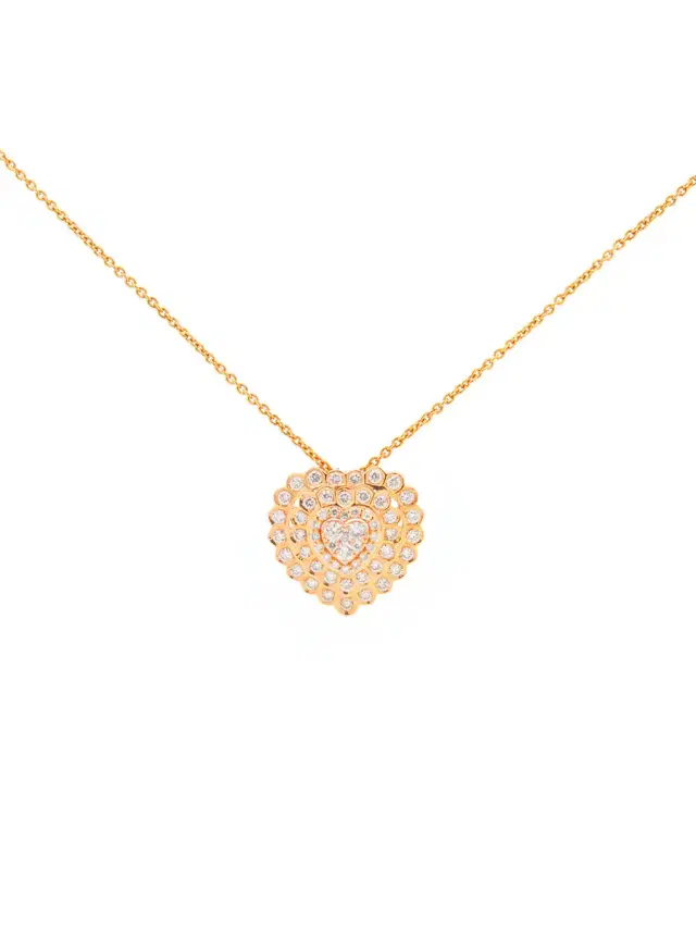 0.69ct Diamond 15K Gold Heart Pendant Necklace