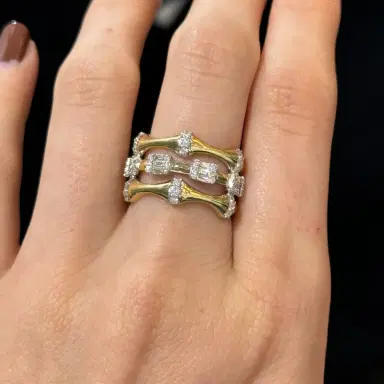 Wish Fine Jewelry 0.71ct Diamond 14K Gold Multi Row Ring | Thumbnail 3