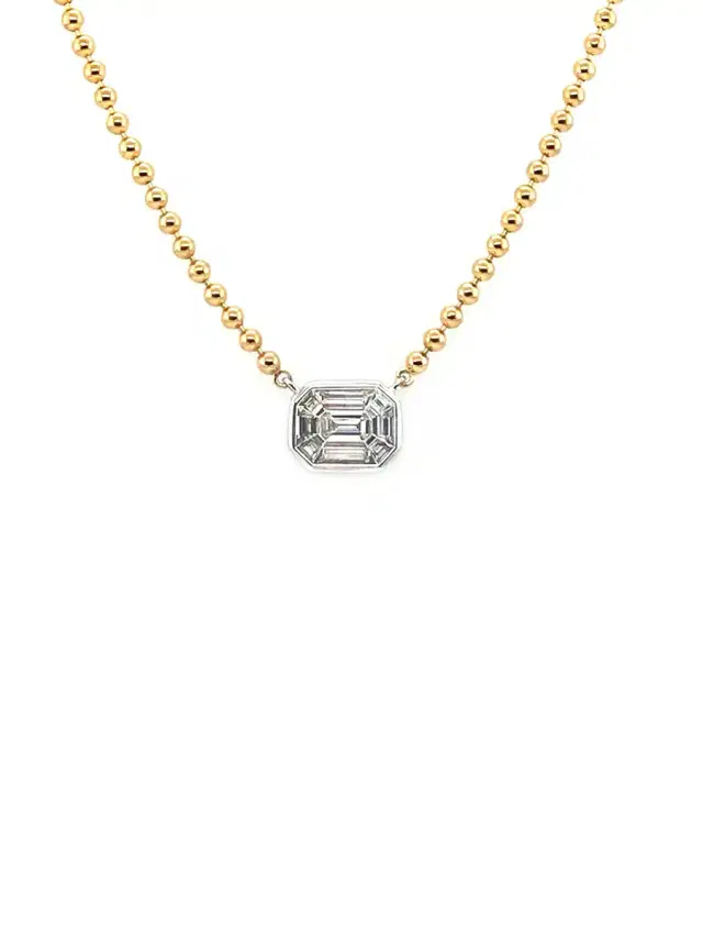 Wish Fine Jewelry 0.72ct Diamond 18K/14K Gold Bead Pendant Necklace