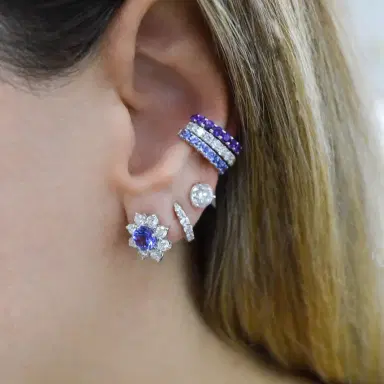 Wish Fine Jewelry 0.73ct Dark Blue Sapphire 14K Gold Ear Cuff | Thumbnail 2