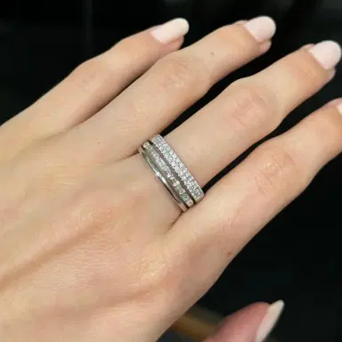Wish Fine Jewelry 0.74ct Diamond 14K Gold Three Row Ring | Thumbnail 2 Wish Fine Jewelry 0.74ct Diamond 14K Gold Three Row Ring | Thumbnail 2