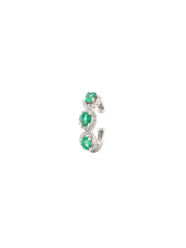 Wish Fine Jewelry 0.75ct Diamond Emerald 18K Gold Three Stone Ear Cuff | Thumbnail 1