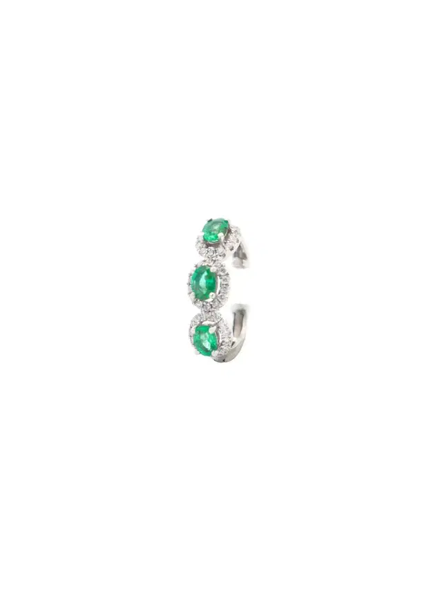 Wish Fine Jewelry 0.75ct Diamond Emerald 18K Gold Three Stone Ear Cuff