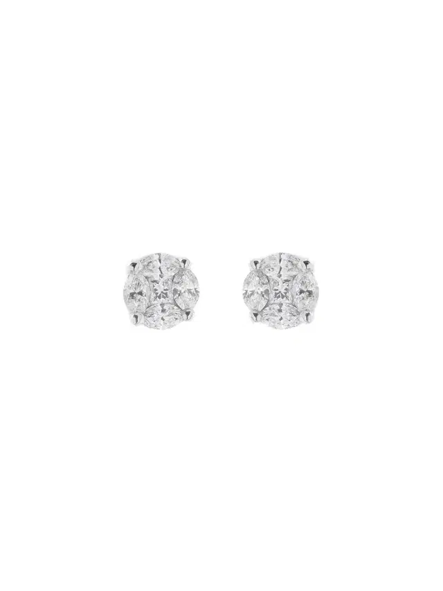 0.76ct Diamond 18K Gold Earrings Illusion