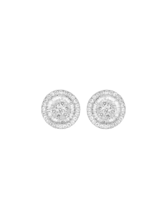 Wish Fine Jewelry 0.76ct Diamond 18K Gold Illusion Set Stud Earrings