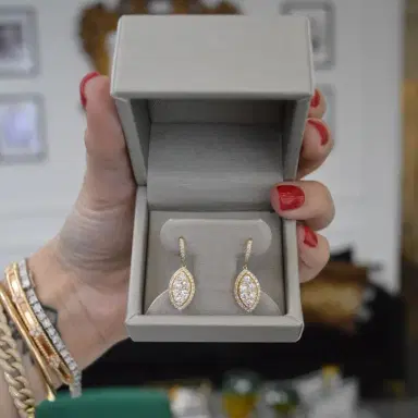 Wish Fine Jewelry 0.76ct Diamond 18K Gold Pave Marquise Dangle Drop Earrings | Thumbnail 2 Wish Fine Jewelry 0.76ct Diamond 18K Gold Pave Marquise Dangle Drop Earrings | Thumbnail 2