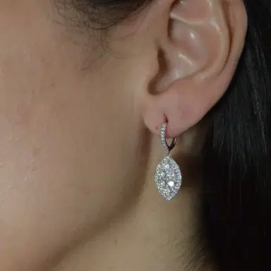 Wish Fine Jewelry 0.76ct Diamond 18K Gold Pave Marquise Dangle Drop Earrings | Thumbnail 3 Wish Fine Jewelry 0.76ct Diamond 18K Gold Pave Marquise Dangle Drop Earrings | Thumbnail 3