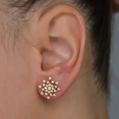 Wish Fine Jewelry 0.76ct Diamond 18K Gold Starburst Stud Earrings | Thumbnail 1