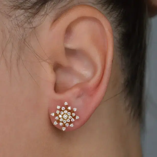 Wish Fine Jewelry 0.76ct Diamond 18K Gold Starburst Stud Earrings