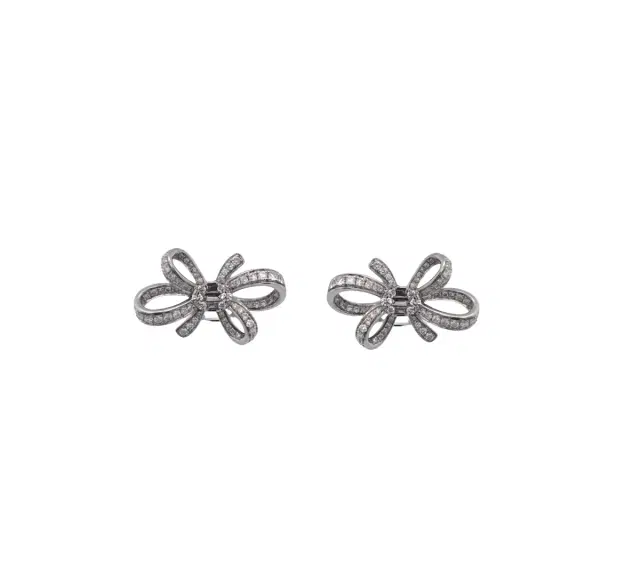 Wish Fine Jewelry 0.80ct Diamond 18K Gold Bow Earrings
