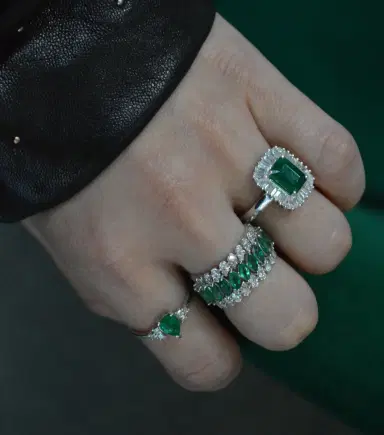 Wish Fine Jewelry 0.80ct Diamond Emerald 14K Gold Classic Ring | Thumbnail 2 Wish Fine Jewelry 0.80ct Diamond Emerald 14K Gold Classic Ring | Thumbnail 2