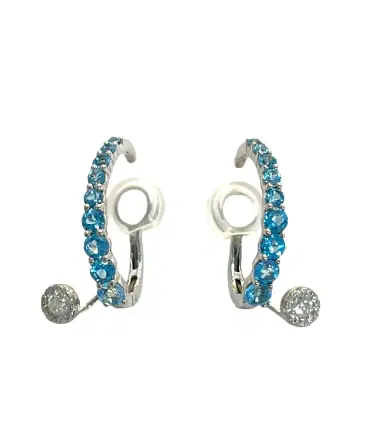 Wish Fine Jewelry 0.83cts Diamond Blue Topaz 18K Gold Earcuffs | Thumbnail 2