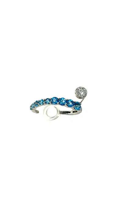 Wish Fine Jewelry 0.83cts Diamond Blue Topaz 18K Gold Earcuffs | Thumbnail 1