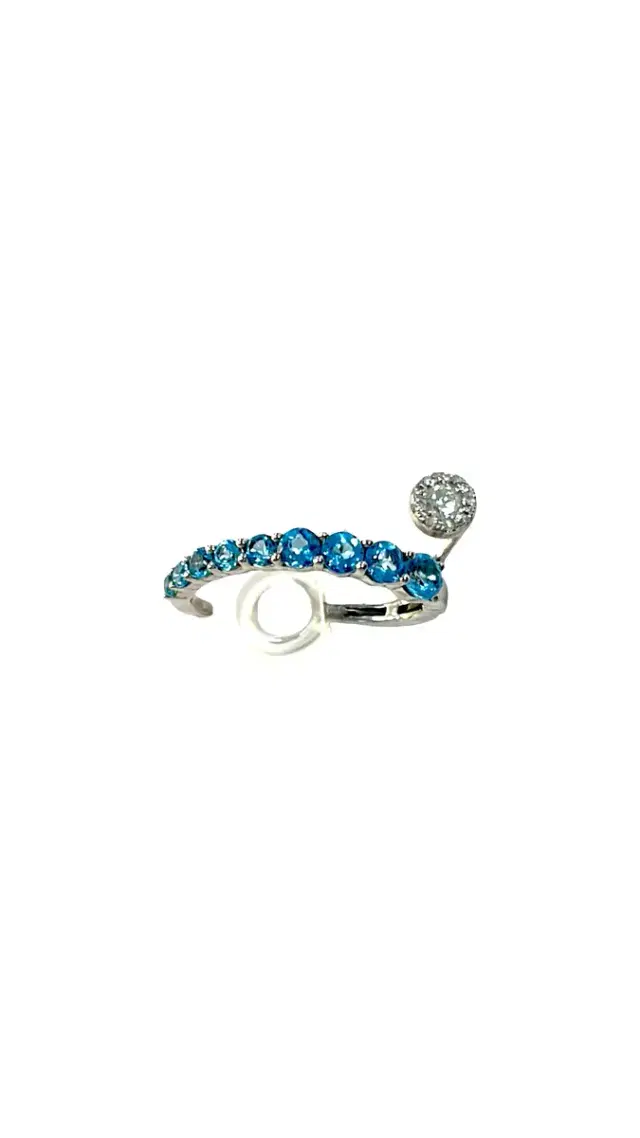 Wish Fine Jewelry 0.83cts Diamond Blue Topaz 18K Gold Earcuffs