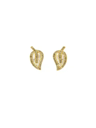 Wish Fine Jewelry 0.86ct Diamond 18K Gold Leaf Stud Earrings | Thumbnail 2 Wish Fine Jewelry 0.86ct Diamond 18K Gold Leaf Stud Earrings | Thumbnail 2