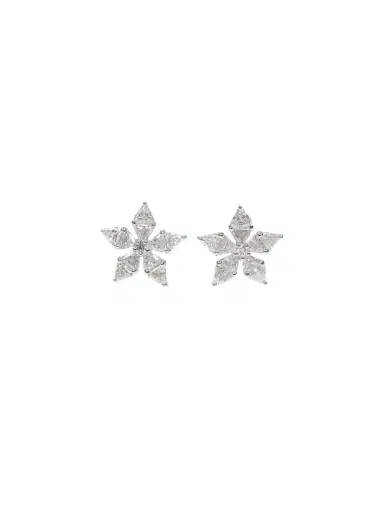 Wish Fine Jewelry 0.88ct Diamond 18K Gold Flower Earrings | Thumbnail 1 Wish Fine Jewelry 0.88ct Diamond 18K Gold Flower Earrings | Thumbnail 1
