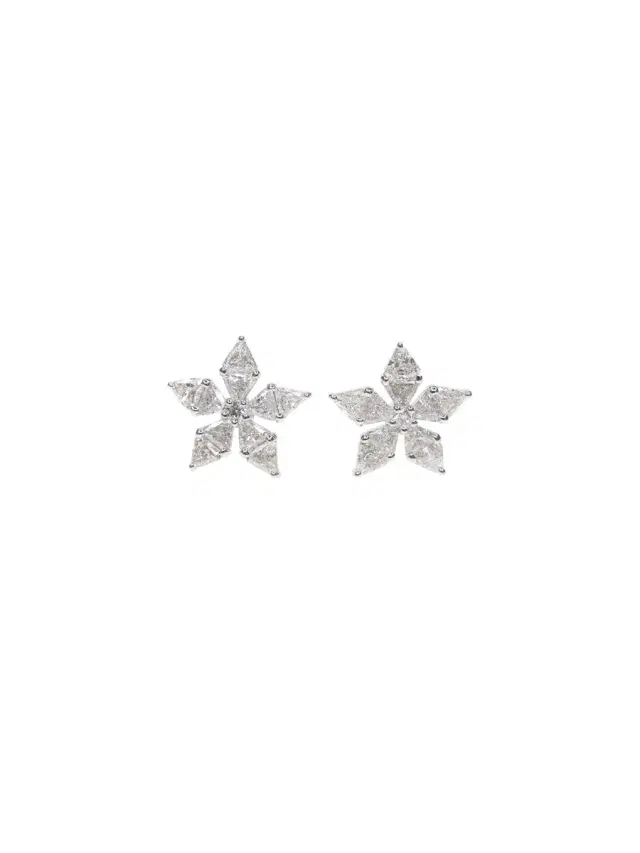 Wish Fine Jewelry 0.88ct Diamond 18K Gold Flower Earrings