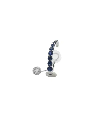 Wish Fine Jewelry 0.88cts Diamond Blue Sapphire 18K Gold Earcuffs | Thumbnail 2